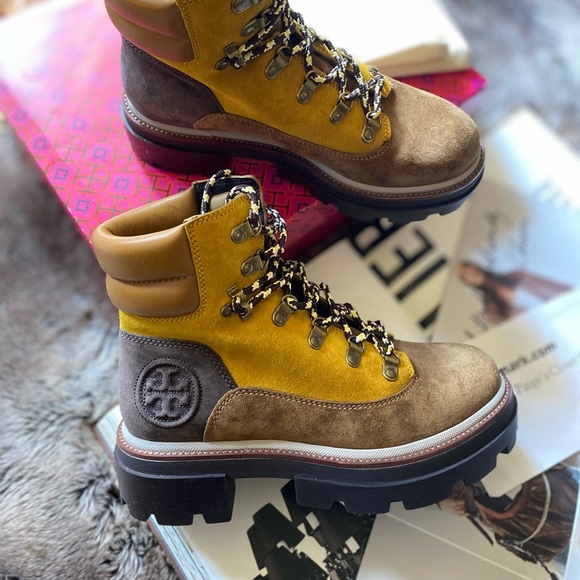 Tory Burch Miller Leather Lace-Up Hiking Boots - Picture 10 of 12